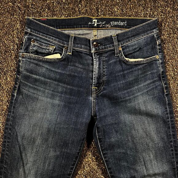 7 For All Mankind Standard Jeans Men’s Size 33 Dark Wash Stretch Denim - Picture 3 of 6